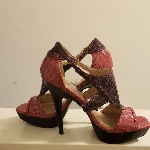 Qupid Purple and Pink Heels - Picture 3 of 3